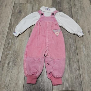 Vintage Konvolut Outfit OshKosh Health Tex Kleinkind Mädchen 3-6M Overall Cord rosa - Bild 1 von 15