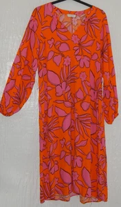 PAPAYA SIZE 14 ORANE MIX LONG SLEEVE A LINE MIDI DRESS - Picture 1 of 3