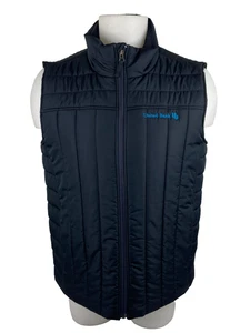 Lands End Men Medium Black Puffer Vest Outfitters United Bank Logo - Picture 1 of 10