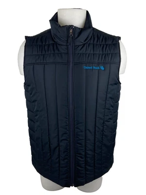 Lands End Men Medium Black Puffer Vest Outfitters United Bank Logo - Image 1 of 4