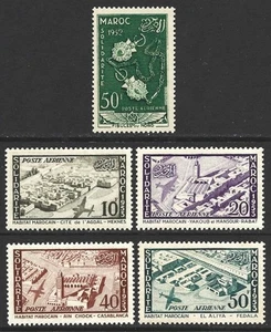 French Morocco 1953, 1954 Airmail Plane over view Sets #C46, C47-C50 F/VF-NH - Picture 1 of 2
