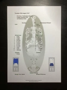 1967-68 Everton v Tottenham Hotspur Division 1 Matchsheet - Picture 1 of 1