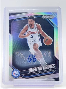 QUENTIN GRIMES 2024-25 PANINI PRIZM BLACK AUTOGRAPH SILVER 76ERS AUTO Q3718 - Picture 1 of 2
