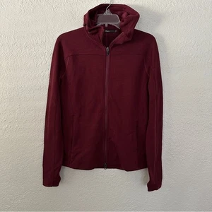 Ibex Wool Full Zip Wine Red Hoodie Jacket Small - Picture 1 of 5