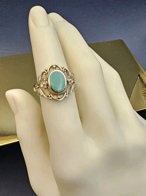 Anillo turquesa vintage de plata de ley para mujer talla 7,5 Foto 1 de 4