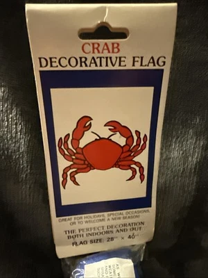 CRAB Decorative Flag 28"x40", New In Package. Indoor/Outdoor. Red, White & Blue - Image 1 of 4