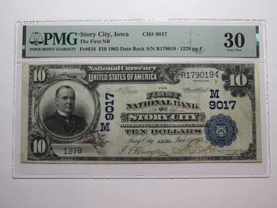 $10 1902 Story City Iowa IA National Currency Bank Note Bill Ch. #9017 VF30 PMG - Image 1 of 4