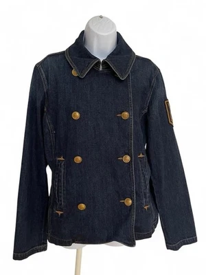 Ralph Lauren Mujer Chaqueta Algodón Denim Oficial Naval Doble Pecho Naval Foto 1 de 4
