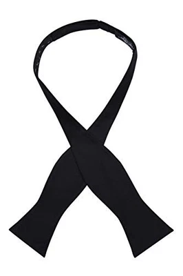  100% Silk Formal Bow Tie, Solid 16MM Silk Self Tie, Wedding & Tuxedo Black - Image 1 of 4