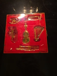 Christmas Symphony Ornaments Made in Taiwan 6er Set Musikinstrumente Vintage - Bild 1 von 11