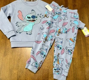 NWT Disney Blue Lilo & Stitch 2 Piece Sweatshirt & Pants  Size 5/6 Sweatsuit NEW - Picture 1 of 1