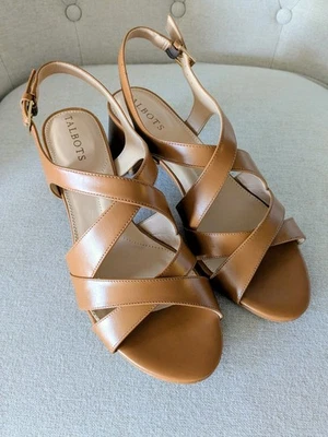 **SOLD OUT** Talbots Havana Tan Millie Straps Block Heel Sandals - Size 8 NEW - Image 1 of 4