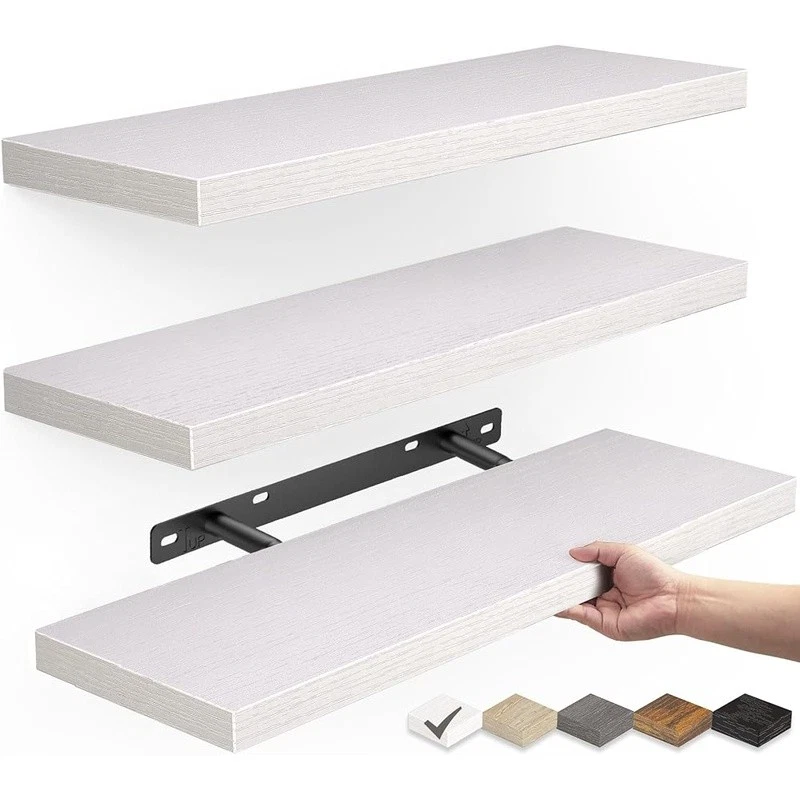 Rustic Wall Mounted Shelves Set of 3 High Weight Capacity Easy Install Storage - Image 1 of 4