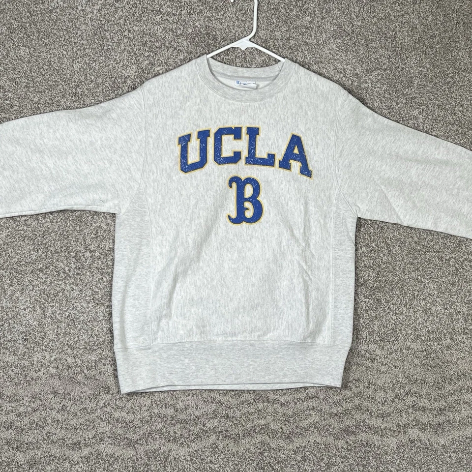 Champion, UCLA Sudadera Tejido Inverso Para Hombres Pequeña Gris Envejecido Cuello Redondo Años 90 Foto 1 de 4