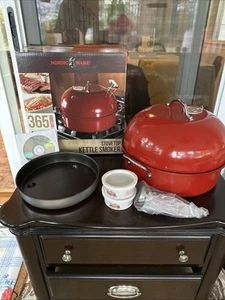 Nordic Ware Indoor Stovetop Kettle Wood Smoker with Accessories Red USA NOB - Picture 1 of 15