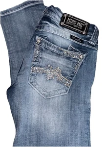 Jeans MISS ME denim gamba dritta 27x30 ricamato impreziosito rodeo Y2K anni 90 - Foto 1 di 11