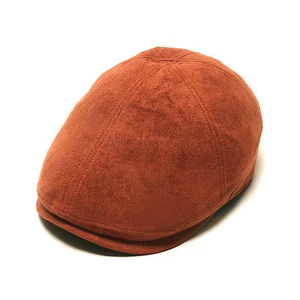 Unisex Mens Suede Flat Cap Stretch fit Newsboy Cabbie Gatsby Driver Hats Orange - Picture 1 of 7