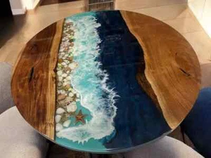 Live Edge Resin Table | Handmade Epoxy Wood Furniture with Natural Edge - Picture 1 of 10