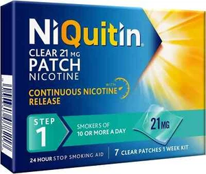 NiQuitin 21 mg Nicotine Patch Step 1 - Stop Smoking 7 Clear Patches - Picture 1 of 1