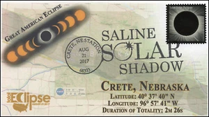 17-213, 2017, Total Solar Eclipse, Crete NE, Event Cover, Pictorial Cancel - Picture 1 of 1