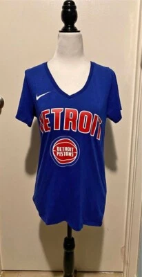 NIKE NBA DETROIT PISTONS T-SHIRT WOMENS SMALL BLUE - Image 1 of 2