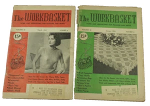 Konvolut 2 Vintage 1953 Arbeitskorb Zeitschriften Häkeln Stricken Basteln Handarbeit - Bild 1 von 13