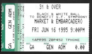 BLACK & WHITE BALL SAN FRANCISCO SYMPHONY JUNE 16 1995 TICKET MARKET EMBARCADERO - Picture 1 of 1