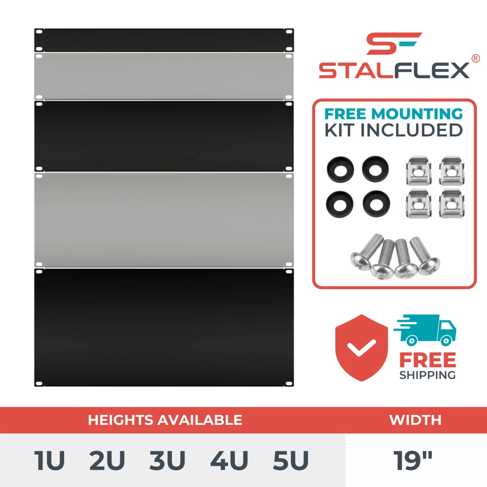 19" 1U 2U 3U 4U 5U Rack Blanking Cover Plate For Server Rack Cabinet + Fixings - Image 1 of 1