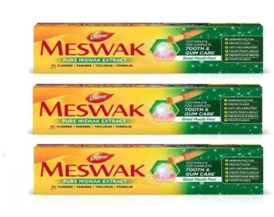 6x Dabur Meswak Pure Extract Toothpaste Gum Protection 0% Paraben Fluoride 38g