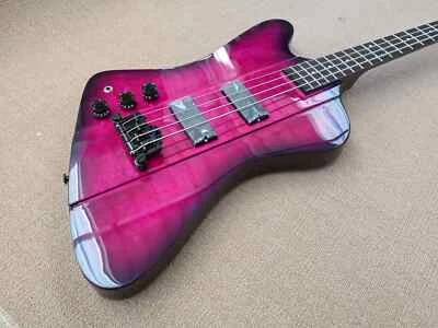 Electric Bass Guitar Purple Left Hand Bass, Mahogany Core Body, Cloud Veneer - Image 1 of 4