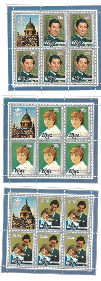Niue 421 - 423 -  Royal Wedding. Charles & Diana. Sheets Of 6. MNH.#02 NIUE421s — 第 1/1 张图片