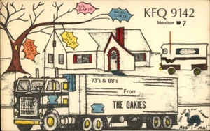 QSL Ham Radio KFQ 9142 The Oakies Minnesota MN Oakie Art Card - Picture 1 of 2