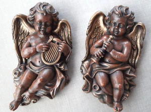 Puten Engel aus Wachs, 2er Set: Engel mit Harfe bzw. Flöte - Bild 1 von 8