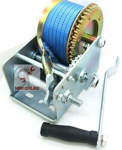 3500lbs Polyester Strap 2 Gear Hand Winch Hand Crank Gear Winch ATV Boat Trailer - Picture 1 of 2