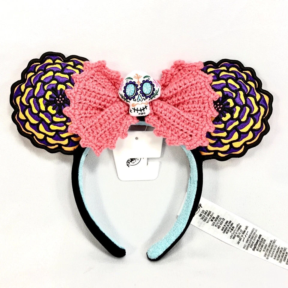 Disney Parks Coco Crochet Dia De Los Muertos Minnie Mouse Ears Headband 2022
