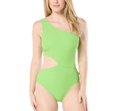 Traje de baño Michael Kors para mujer con un hombro recorte lateral verde manzana talla 10 Foto 1 de 4