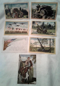 Vintage Set of 7 World War II Army Postcards-6 Linen-Unused - Picture 1 of 6