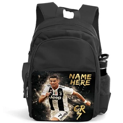 Personalised Ronaldo Football Backpack Manchester Boy School Bag Rucksack CR01 - Image 1 of 4