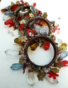 Jeweled and Beaded Napkin Holders Set Of 4 Boho Hippie India 1.5 inch Ring - Picture 1 of 6