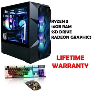 Ryzen 5 AMD Radeon 16GB 512GB SSD Gaming PC FREE GAMES INCLUDED - Picture 1 of 4