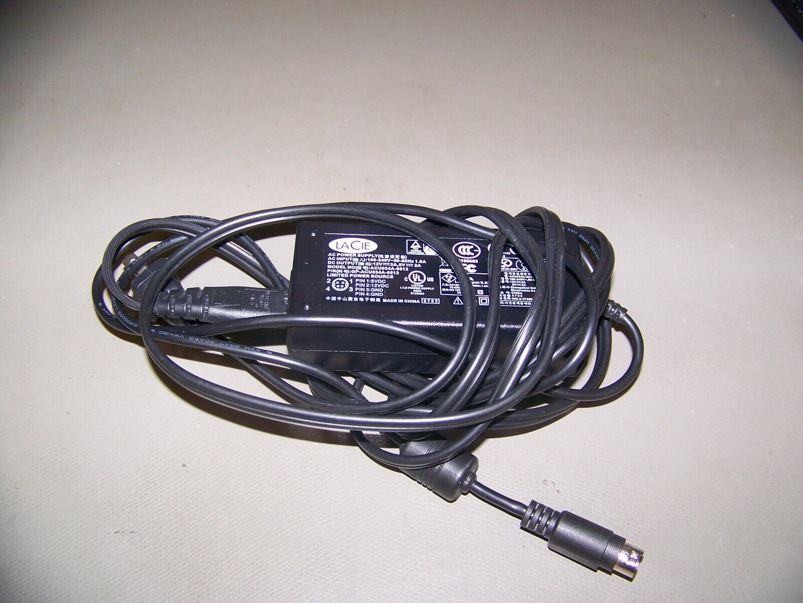 5V/2A 12V/2A LACIE ACU034A-0512 AC Power Adapter. Available Now for $15.00