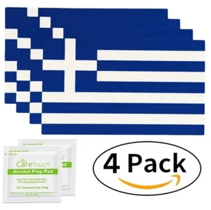 Spy Spot Flag of Greece Set of 4 Vinyl Sticker Decal 4" x 2.5" - Picture 1 of 7