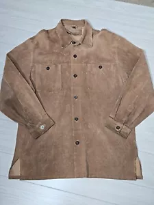 Claiborne Leather Suede Shirt Tan Used Medium Western Shirt Jacket Used Brown - Picture 1 of 12