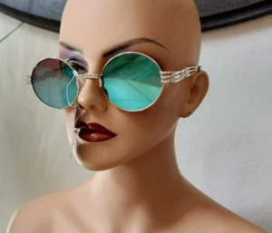 ZUMIEZ Women's Wiz Round Gold, Green & Yellow Mirrored Sunglasses - Picture 1 of 8