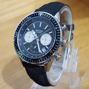 Reloj deportivo cronógrafo clásico Sekonda resistente al agua con correa de nailon negro para hombre - Imagen 1 de 10