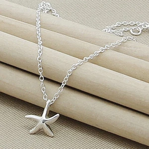 925 Sterling Silver Starfish Pendant Necklace Chain For Women Wedding Engagement - Picture 1 of 4