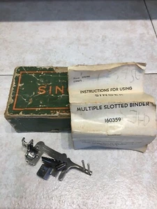 Vintage Singer Multiple Slotted Bias Binder Low Shank #160359 Org. Box & Manual  - Picture 1 of 6