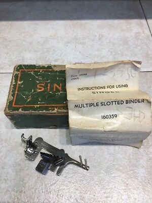 Vintage Singer Multiple Slotted Bias Binder Low Shank #160359 Org. Box & Manual  - Image 1 of 4