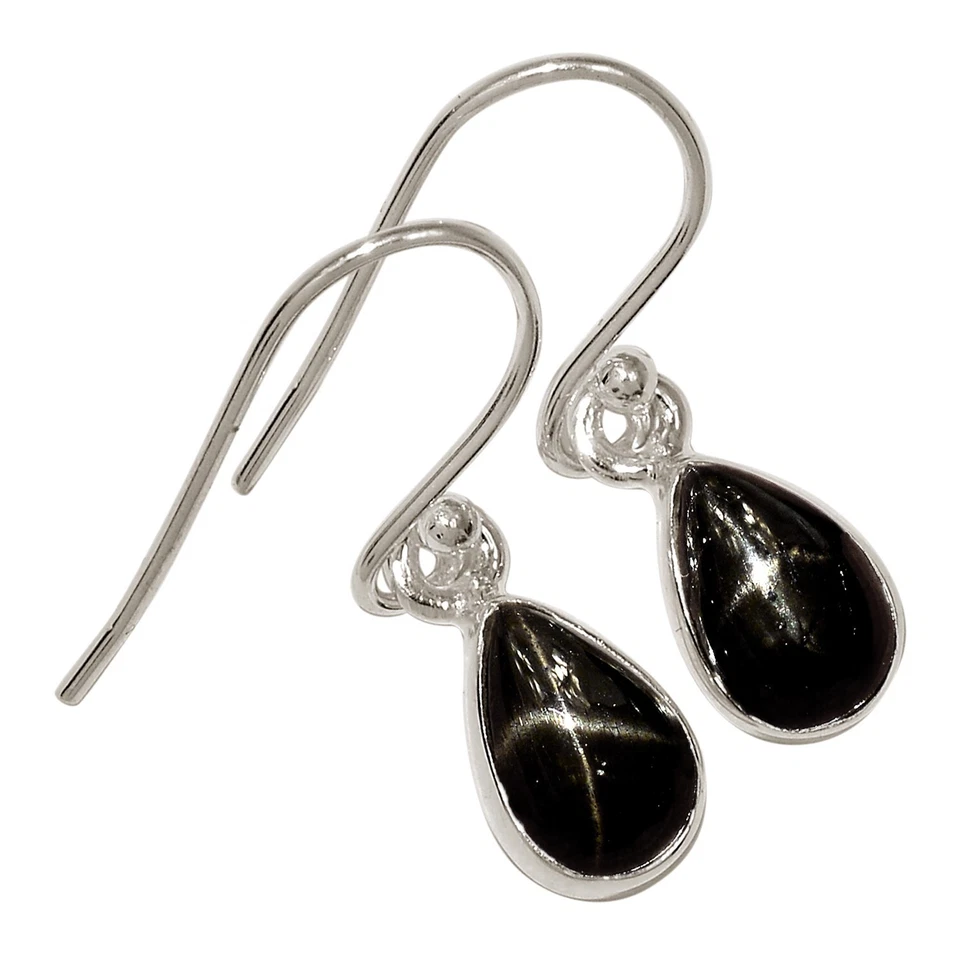 Pendientes de plata 925 estrella natural diopsido, estrella negra de la India ALLE-18374 Foto 1 de 1