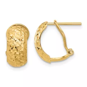14k Yellow Gold Polished and Omega Back Earrings 1.48g L-13mm, W-6.4mm for Mom - Picture 1 of 4